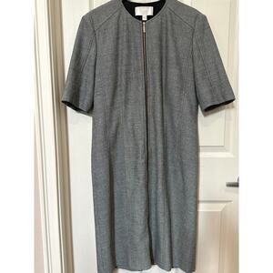 Women’s Hugo Boss Short Sleeve Full Zip Dress Gray Pinpoint Size 10